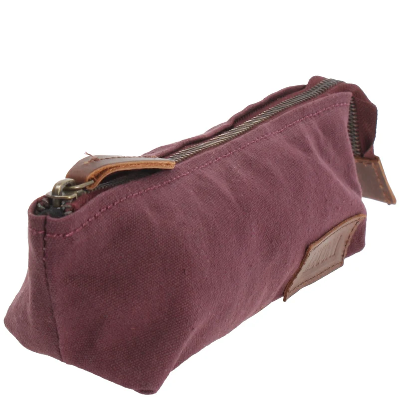 Stiftemappe Federtasche Stifteetui Federmappe Damen Herren Canvas Leder bordeaux LE9026