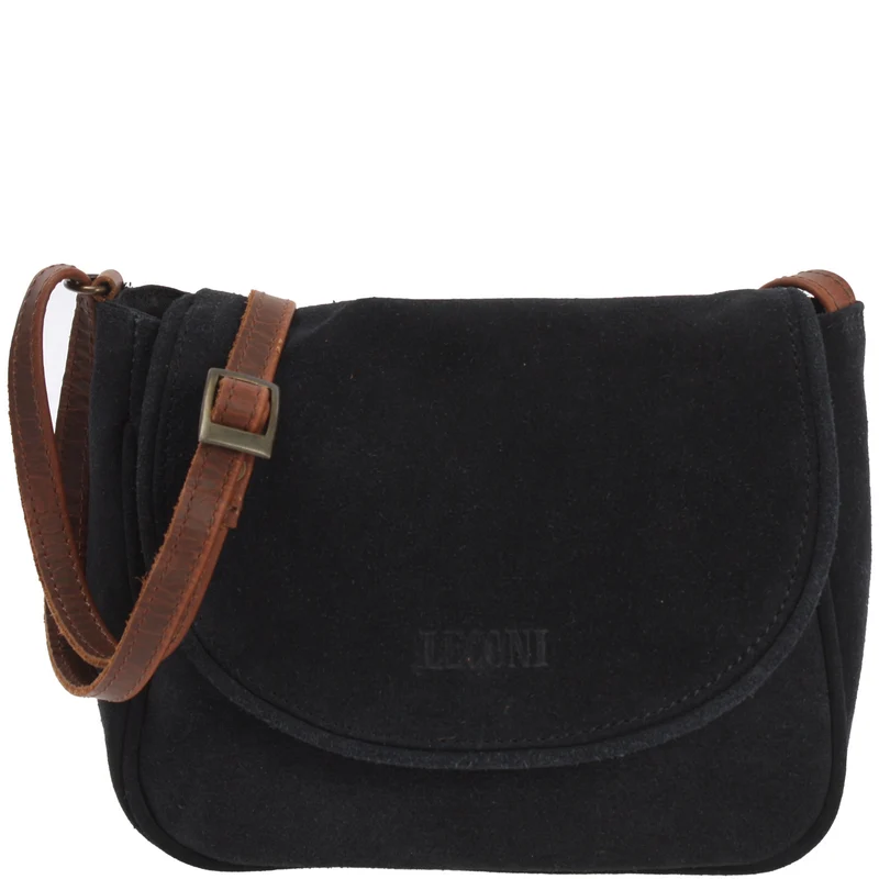 kleine Umhängetasche Ledertasche Damentasche Schultertasche Veloursleder anthrazit LE3047