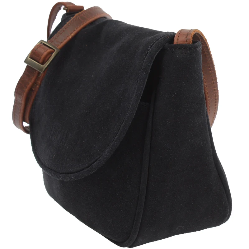 kleine Umhängetasche Ledertasche Damentasche Schultertasche Veloursleder anthrazit LE3047