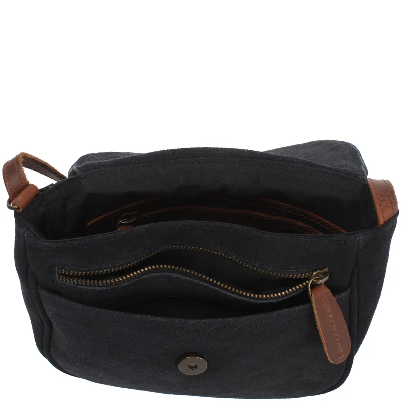 kleine Umhängetasche Ledertasche Damentasche Schultertasche Veloursleder anthrazit LE3047