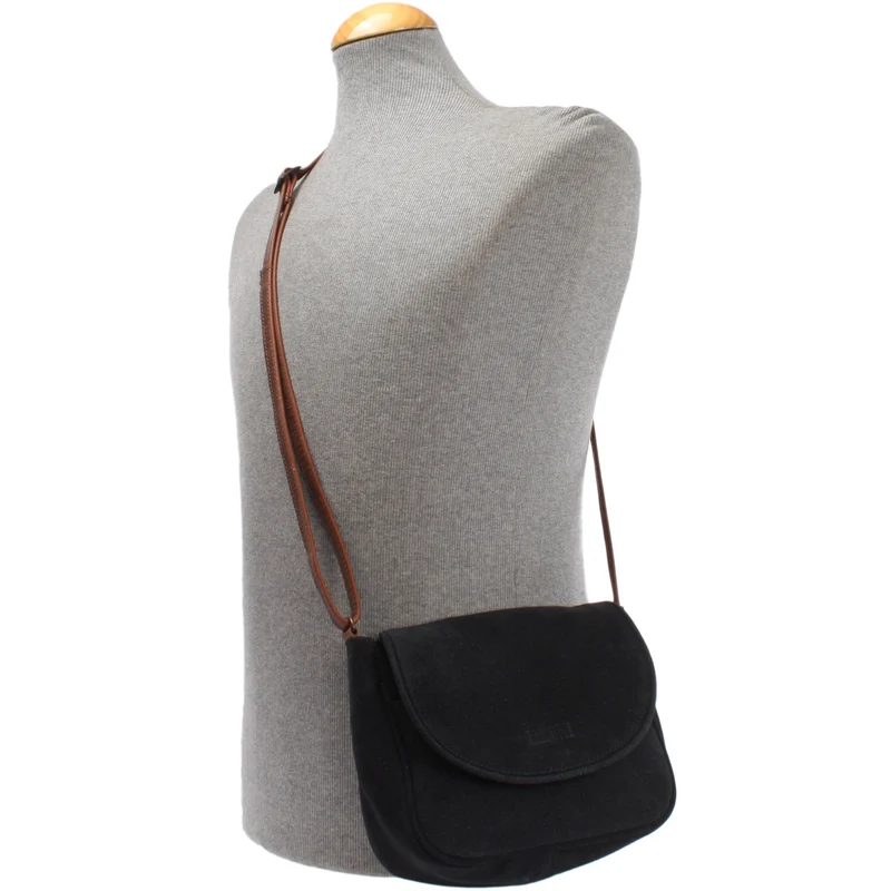 kleine Umhängetasche Ledertasche Damentasche Schultertasche Veloursleder anthrazit LE3047
