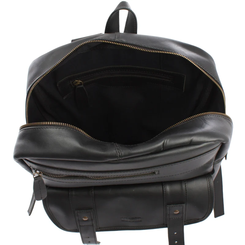 Lederrucksack Freizeitrucksack Wanderrucksack Leder schwarz LE1018
