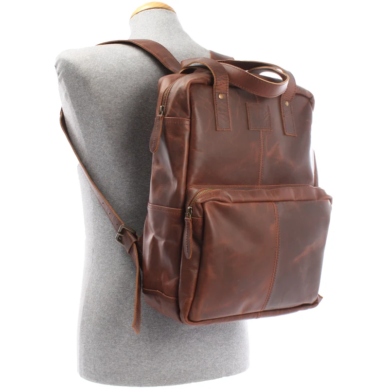 Lederrucksack Freizeitrucksack Damen Herren DIN A4 Leder braun LE1019