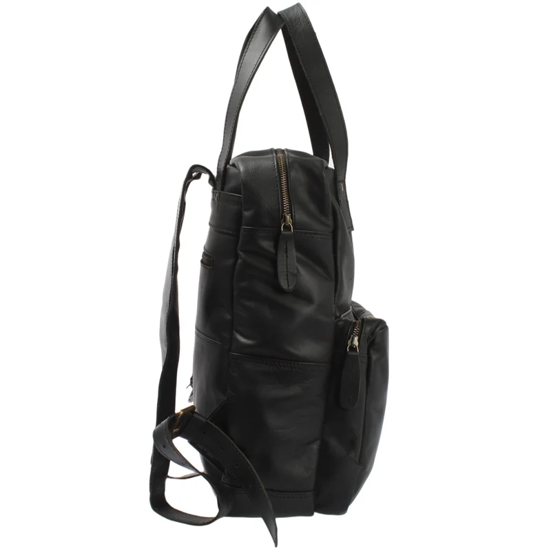 Lederrucksack Freizeitrucksack Damen Herren DIN A4 Leder schwarz LE1019