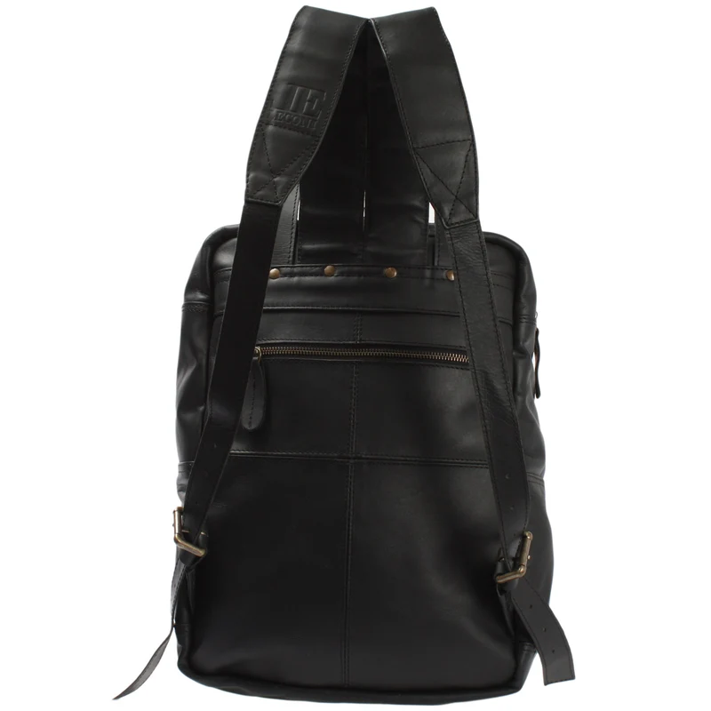 Lederrucksack Freizeitrucksack Damen Herren DIN A4 Leder schwarz LE1019