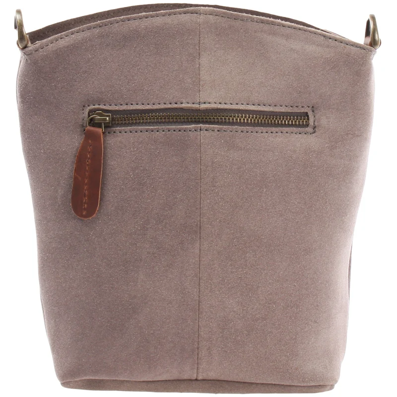 kleine Umhängetasche Schultertasche Freizeittasche Wildleder grau LE3049