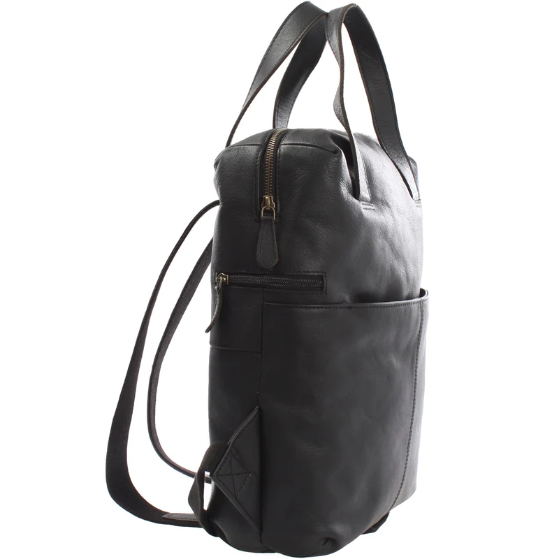 mittlerer Stadtrucksack Lederrucksack Leder schwarz LE1023