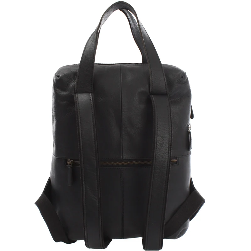 mittlerer Stadtrucksack Lederrucksack Leder schwarz LE1023