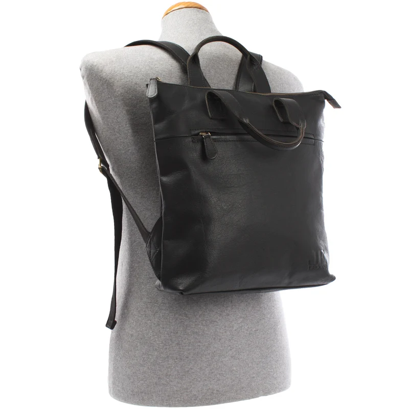 Rucksack Lederrucksack Freizeitrucksack Damen Herren Leder schwarz LE1031