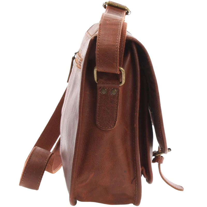 Umhängetasche Schultertasche Freizeittasche Büffelleder braun LE3085