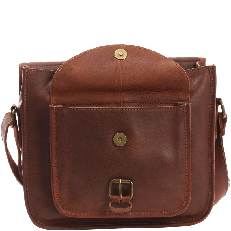 Umhängetasche Schultertasche Freizeittasche Büffelleder braun LE3085