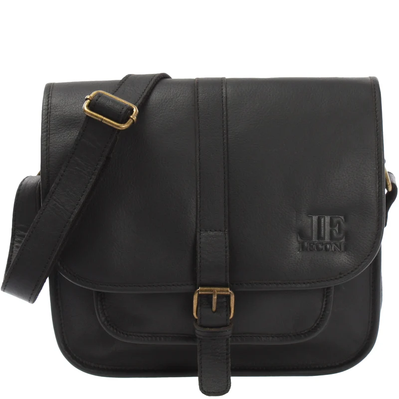 Umhängetasche Schultertasche Freizeittasche Büffelleder schwarz LE3085