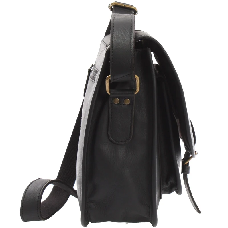 Umhängetasche Schultertasche Freizeittasche Büffelleder schwarz LE3085