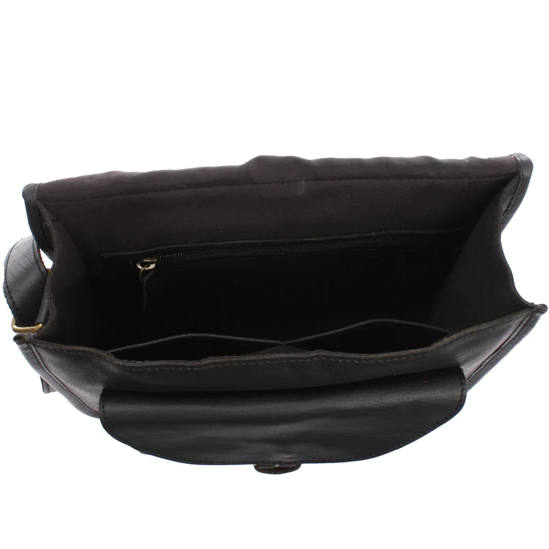 Umhängetasche Schultertasche Freizeittasche Büffelleder schwarz LE3085