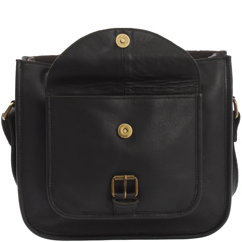 Umhängetasche Schultertasche Freizeittasche Büffelleder schwarz LE3085