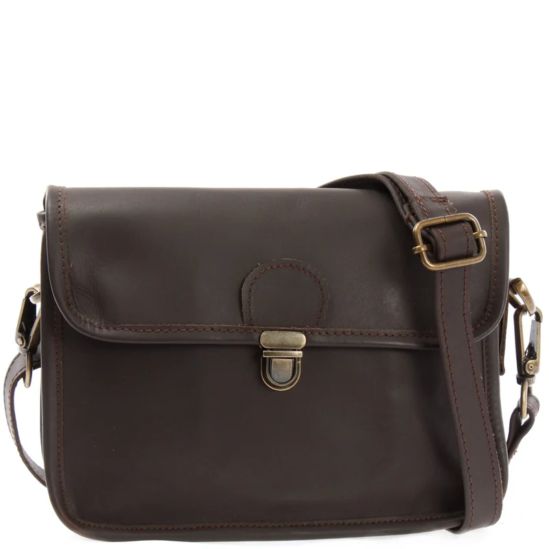 kleine Umhängetasche Ledertasche Leder dunkelbraun LE3041