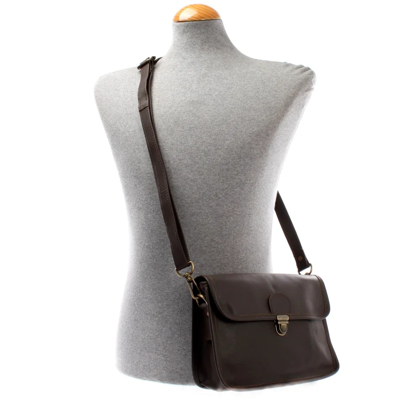 kleine Umhängetasche Ledertasche Leder dunkelbraun LE3041