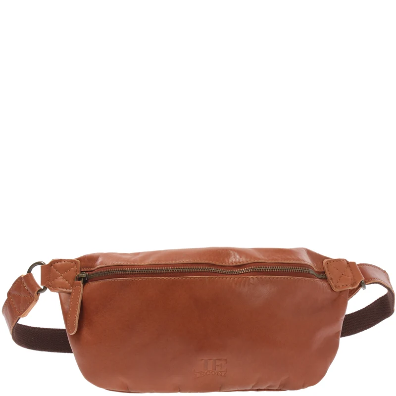 große Bauchtasche Umhängetasche Crossbody Ledertasche Leder cognac LE3087