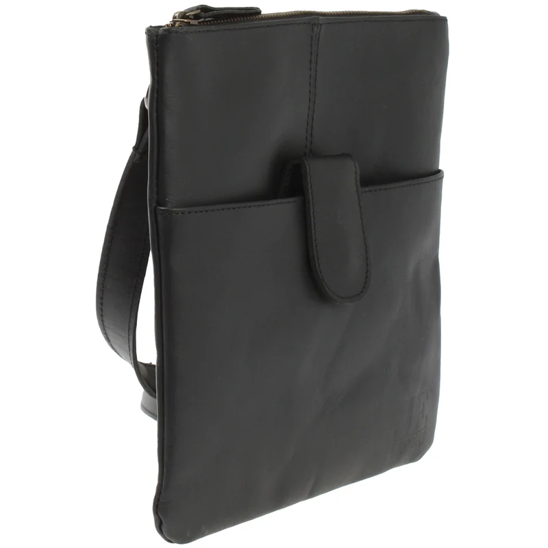 kleine Umhängetasche Damentasche Herrentasche Ledertasche schwarz LE3060