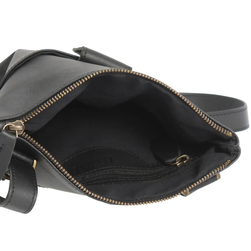 kleine Umhängetasche Damentasche Herrentasche Ledertasche schwarz LE3060