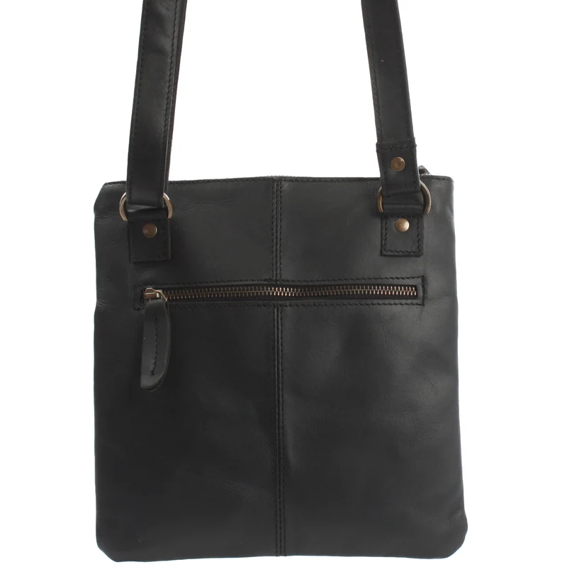 kleine Umhängetasche Damentasche Herrentasche Ledertasche schwarz LE3060