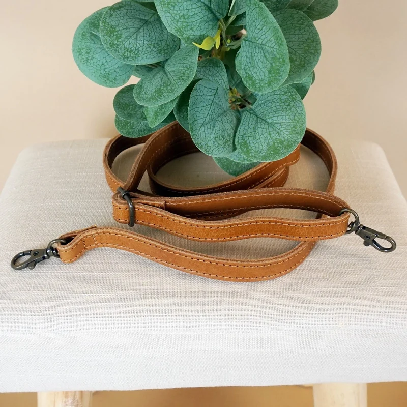 schmaler Trageriemen Schultergurt Leder 1,6cm x 150cm cognac LEC-R8