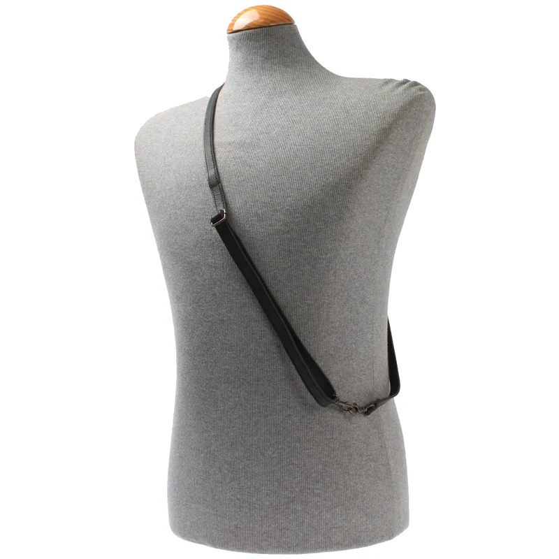 schmaler Trageriemen Schultergurt Leder 1,6cm x 150cm schwarz LEC-R8