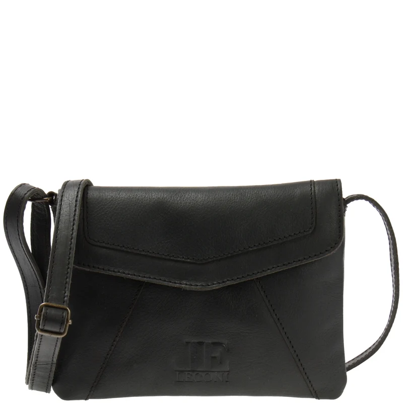 kleine Umhängetasche Ledertasche Damentasche Schultertasche Leder schwarz LE3078