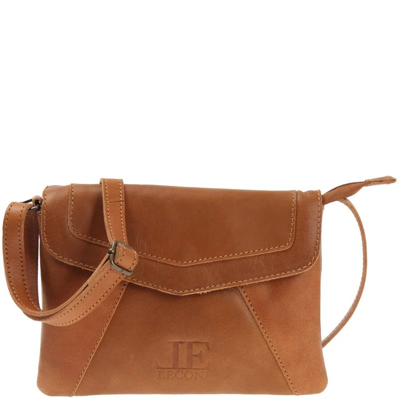 kleine Umhängetasche Ledertasche Damentasche Schultertasche Leder cognac LE3078