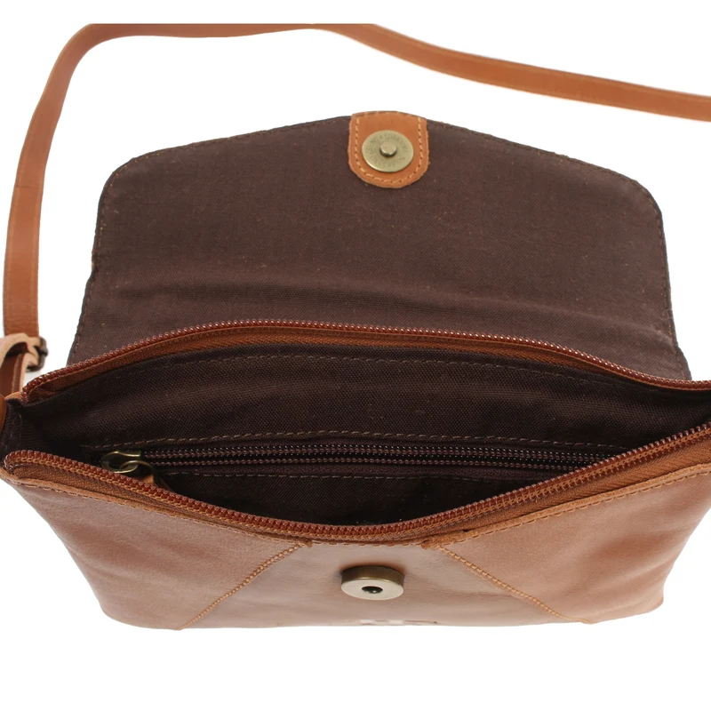 kleine Umhängetasche Ledertasche Damentasche Schultertasche Leder cognac LE3078