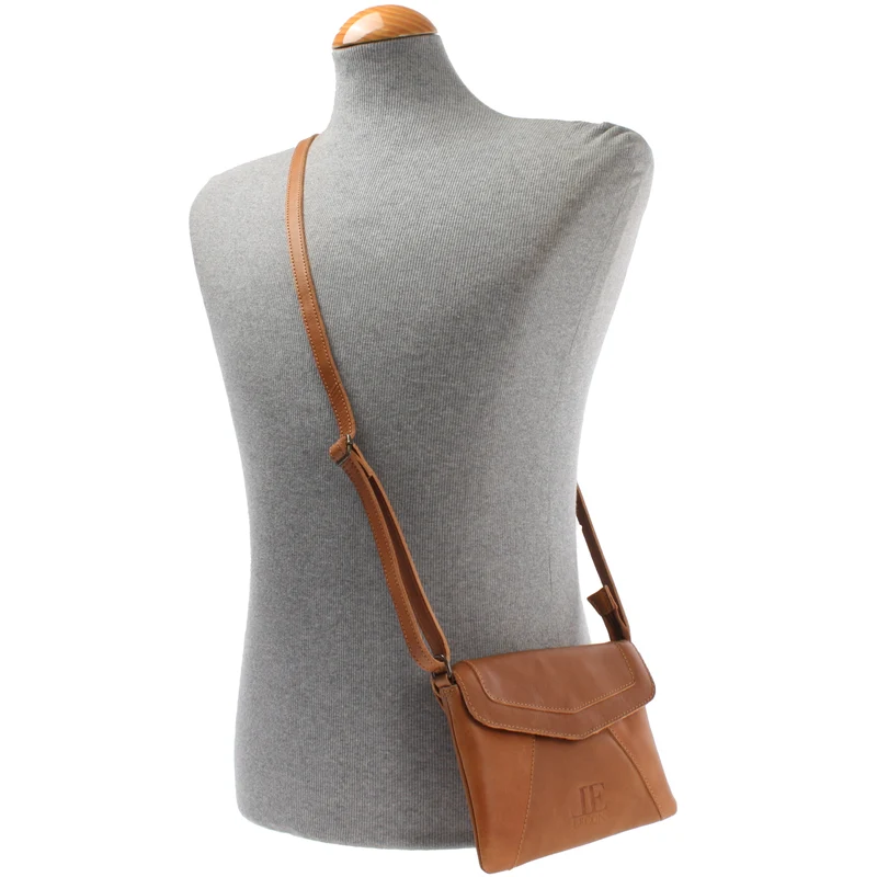 kleine Umhängetasche Ledertasche Damentasche Schultertasche Leder cognac LE3078