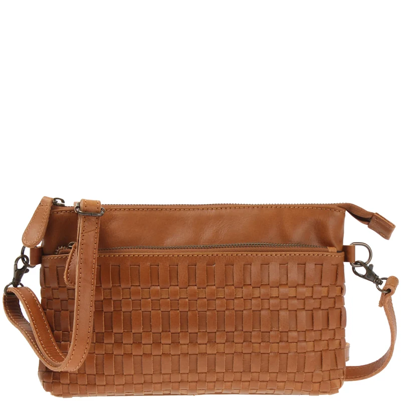 kleine Umhängetasche Schultertasche Damentasche Clutch Leder cognac LE3081
