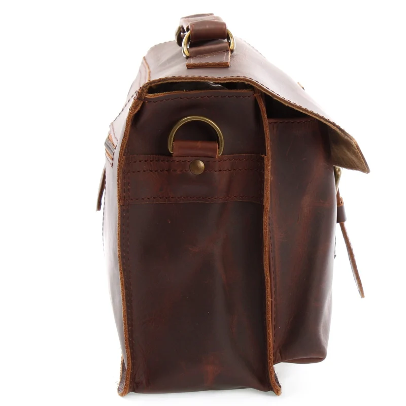 kleine Umhängetasche Schultertasche Damen Herren Leder braun LE3023