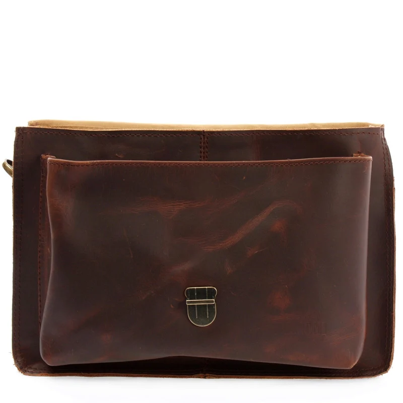 kleine Umhängetasche Schultertasche Damen Herren Leder braun LE3023