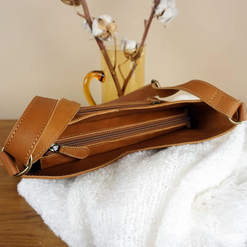 Umhängetasche Damentasche Schultertasche Leder cognac LE0065