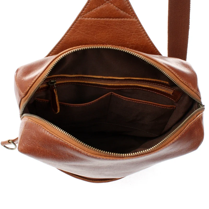 Crossbag Bodybag Lederrucksack Freizeit Rucksack Damen Herren Leder braun LE1029