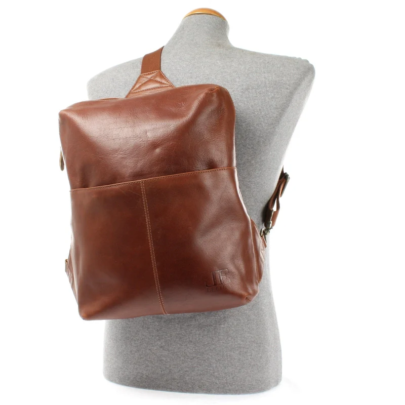 Crossbag Bodybag Lederrucksack Freizeit Rucksack Damen Herren Leder braun LE1029