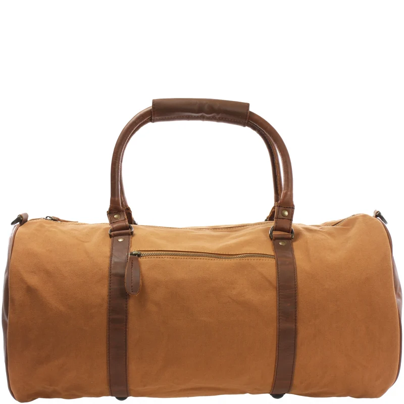 Weekender Reisetasche Sporttasche vintage Leder Canvas 53cm cognac LE2004