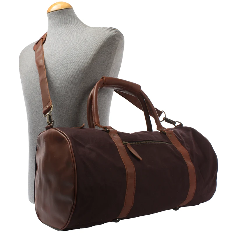 Weekender Reisetasche Sporttasche vintage Leder Canvas mokka LE2004