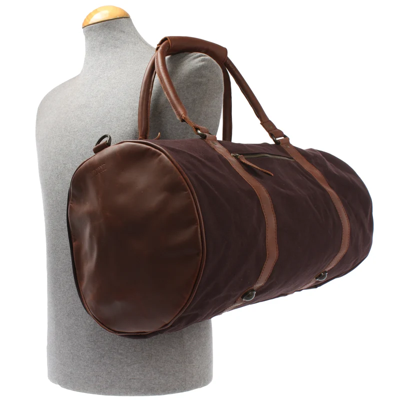 Weekender Reisetasche Sporttasche vintage Leder Canvas mokka LE2004