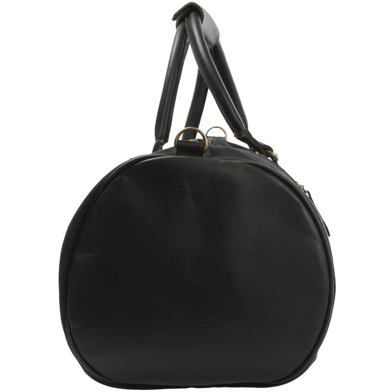 Weekender Reisetasche Sporttasche vintage Leder Canvas 53cm schwarz LE2004