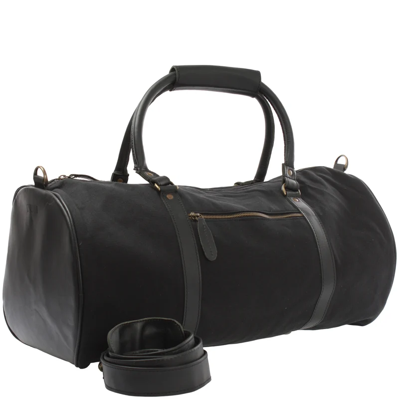 Weekender Reisetasche Sporttasche vintage Leder Canvas 53cm schwarz LE2004