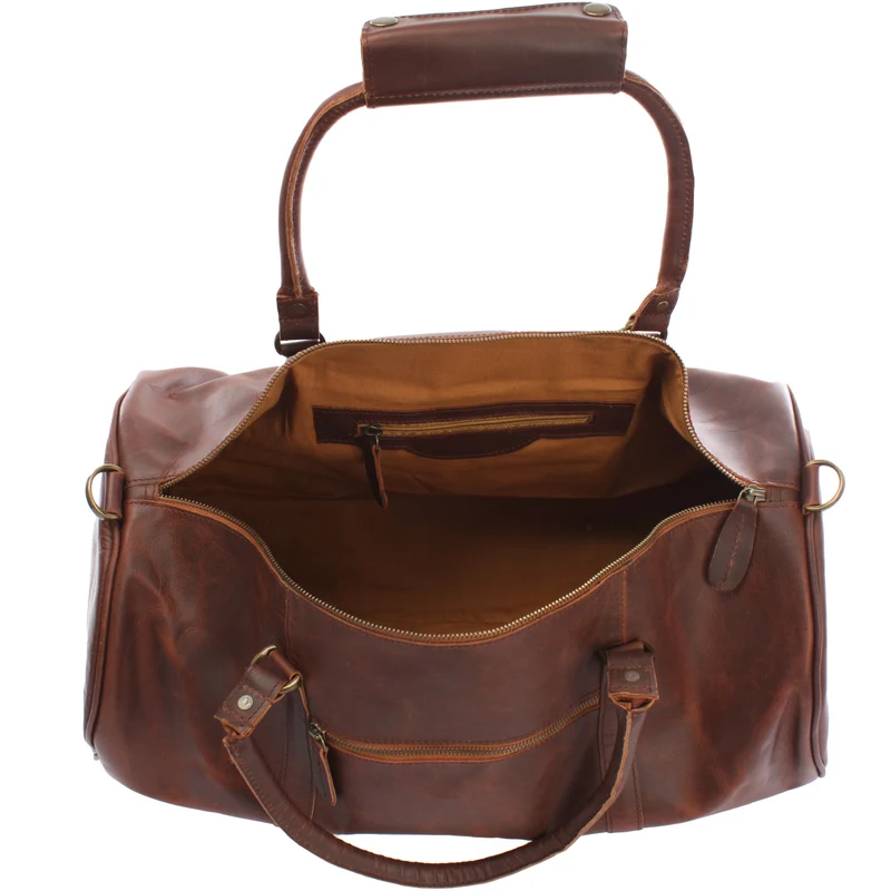 Weekender Reisetasche Sporttasche vintage Leder 53cm braun LE2004