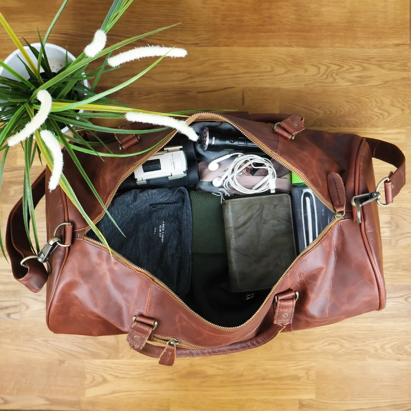 Weekender Reisetasche Sporttasche vintage Leder 53cm braun LE2004