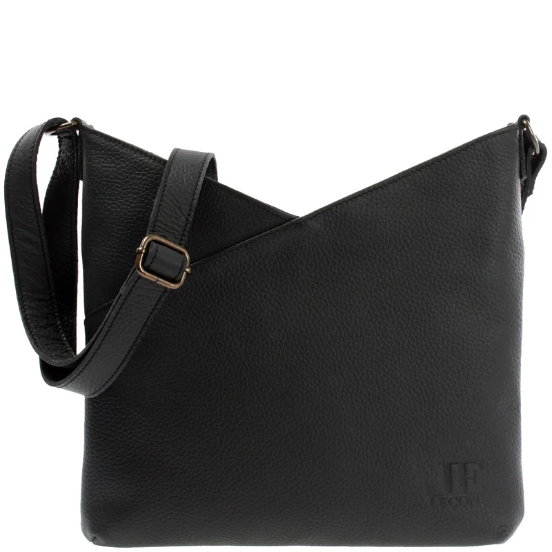 Damentasche Umhängetasche Handtasche Leder schwarz LE0065