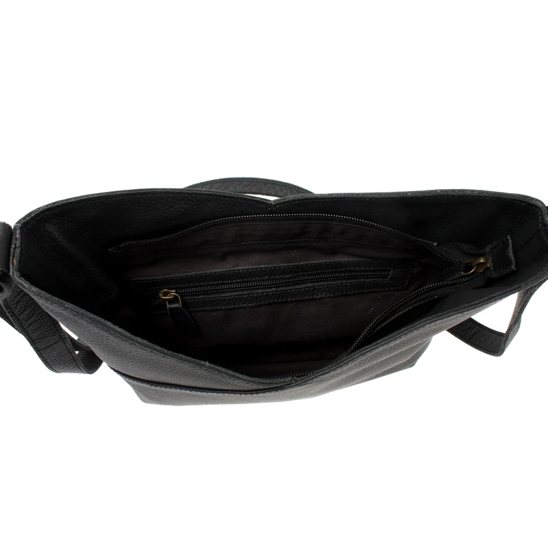 Damentasche Umhängetasche Handtasche Leder schwarz LE0065