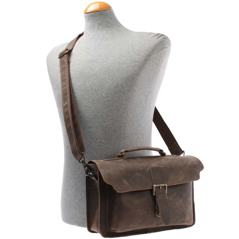 kleine Umhängetasche Schultertasche Damen Herren Leder schlamm LE3023