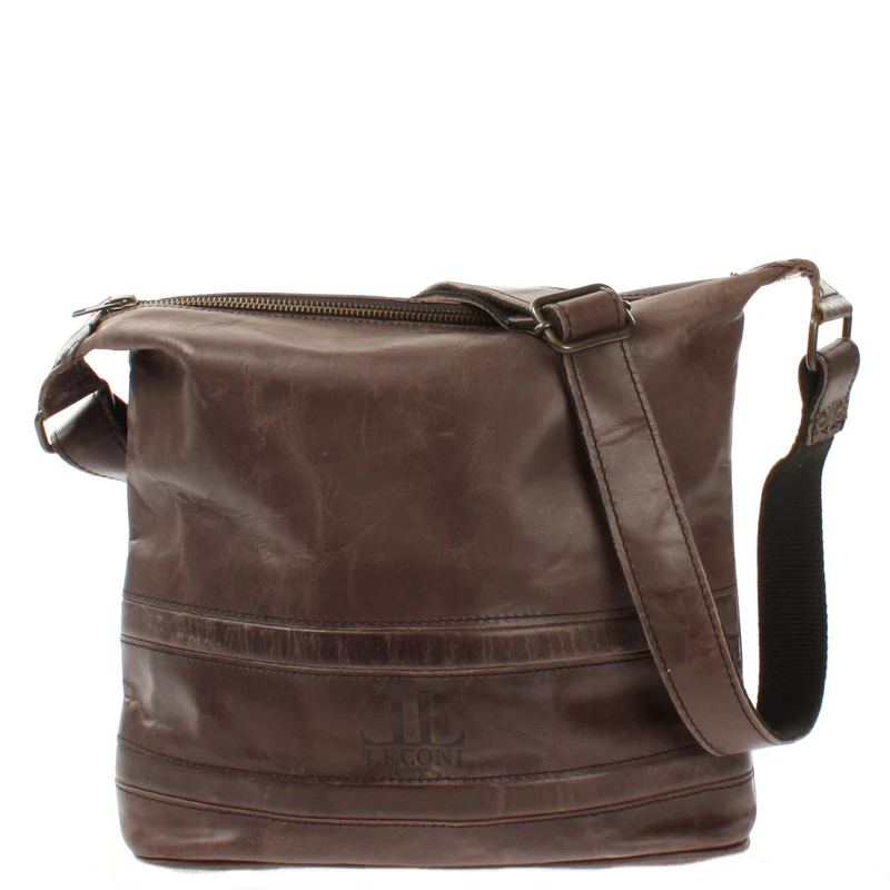 Umhängetasche Schultertasche Damentasche Ledertasche Leder dunkel-taupe LE3076