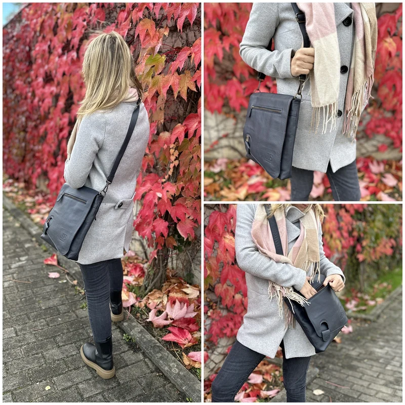 Umhängetasche Ledertasche Damen Schultertasche Leder navy LE3073