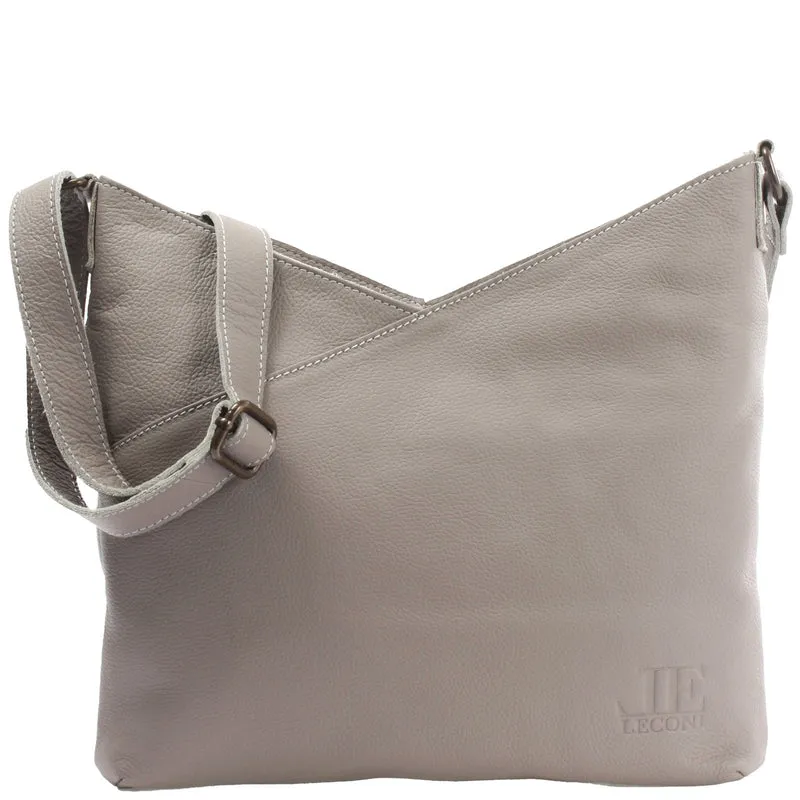 Damentasche Umhängetasche Handtasche Leder grau LE0065